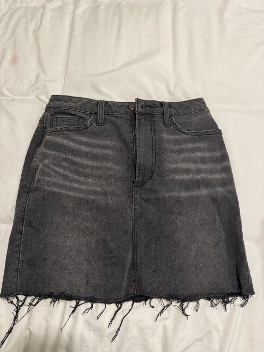 Joe's Jeans Charcoal Black Denim Mini Skirt with Frayed Hem